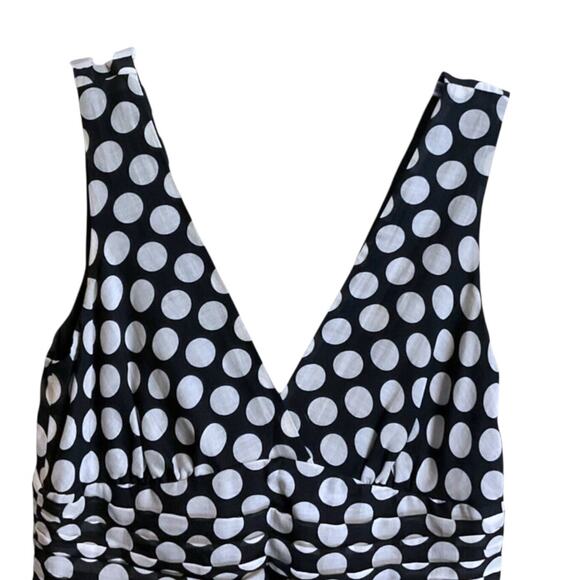 Zara Premium Dress SZ M Cream & Black Spotted Midi Pleated Waist Party Wedding - Picture 8 of 10